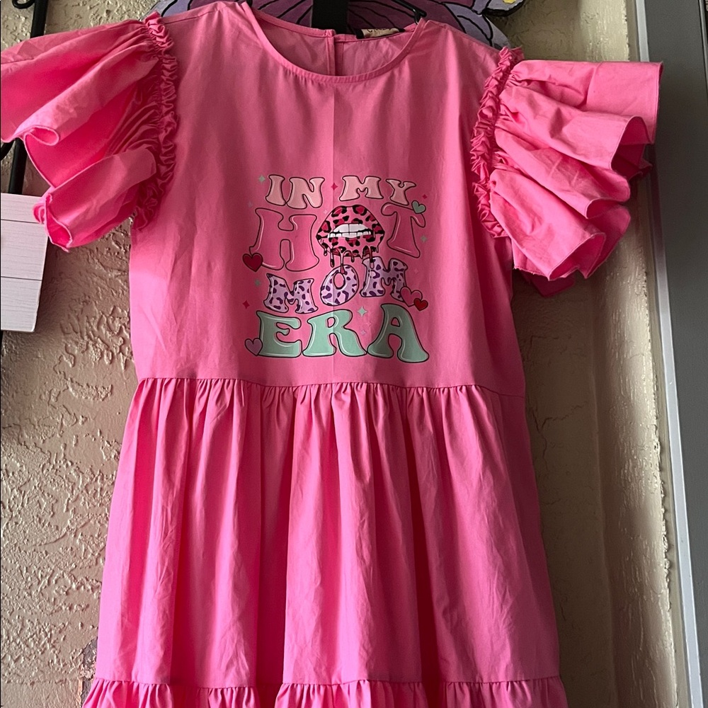 Chepe Pink Ruffled ladies Dress with ruffles sleeves. Perfect for summer.!